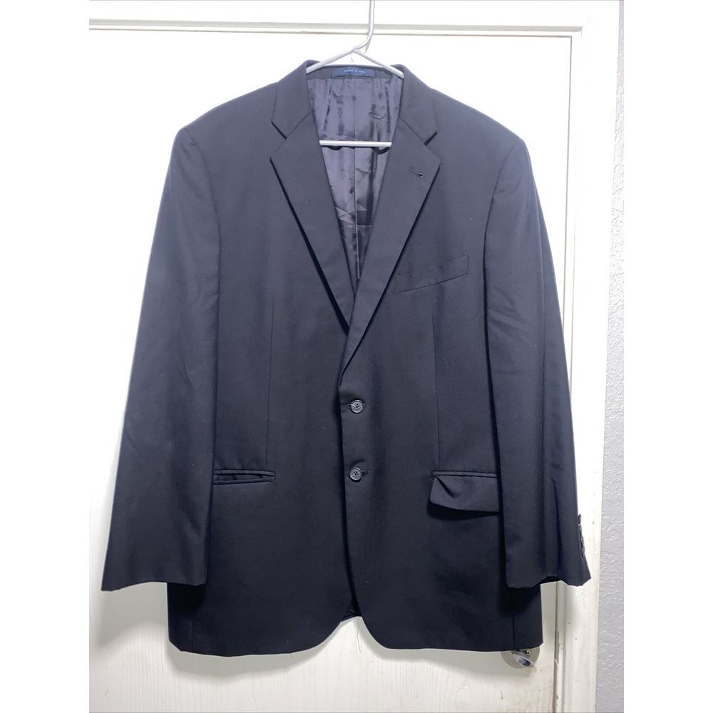 Men's Loro Piana Black Super 120's Wool Sport Coat Blazer‎ Jacket Sz 44L